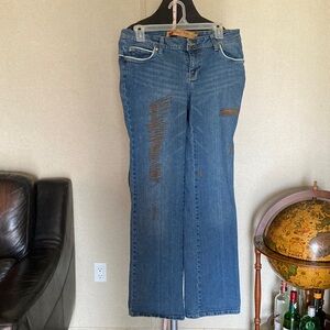 👑Apple Bottoms Distressed Blue Flare Jeans